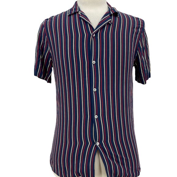 Zara Men's Casual Multicolor Relaxed Fit Striped Button Down Shirt Size Small S - Picture 1 of 6